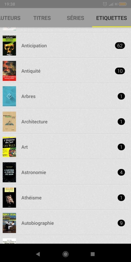 Prestigion eReader - Tri par étiquettes
